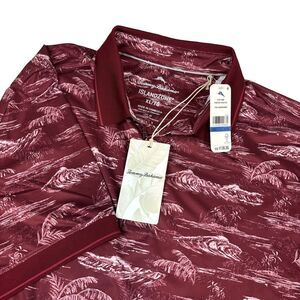 NWT Men's Tommy Bahama Island Zone Short Sleeve Maroon Berry Polo XL